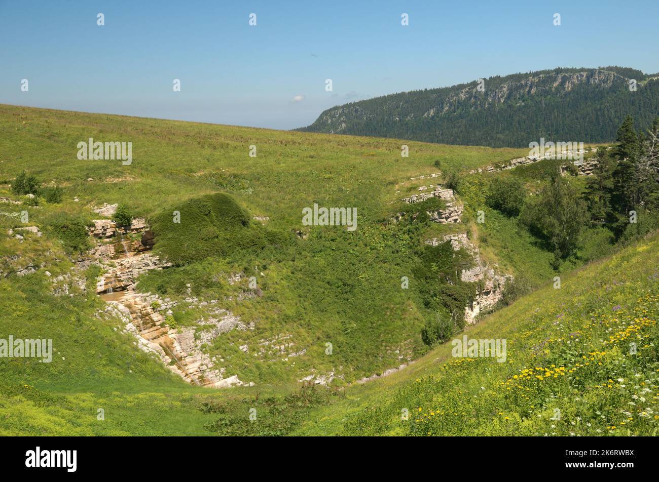 Mountain landscape of the plateau Lago-Naki of Caucasus mountain ranges in Adygea, Russia Stock Photo