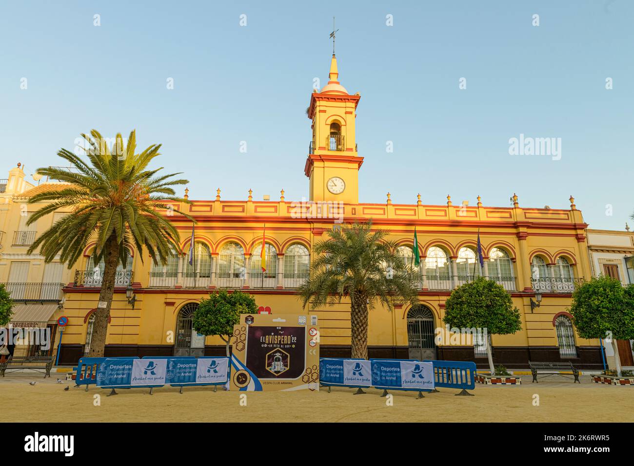 Arahal, Seville.Spain. October 15, 2022. The Plaza de la Corredera in Arahal is the meeting point for the participants in the 'El Avispero' gathering Stock Photo