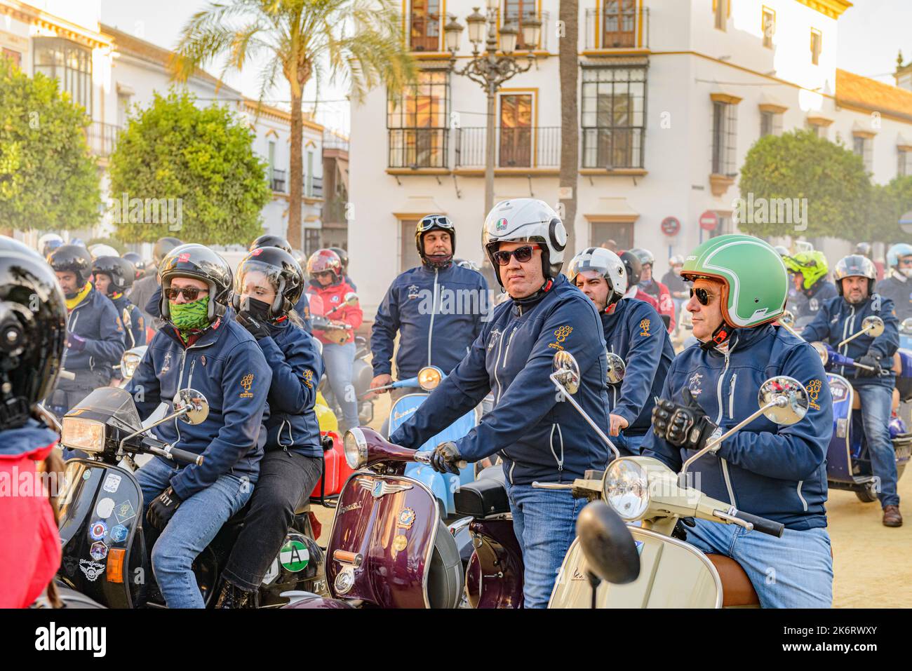 Arahal, Seville.Spain. October 15, 2022. In October, 'El Avispero' (The Wasp's Nest) is held in Arahal (Seville). A meeting of Vespa scooter enthusias Stock Photo