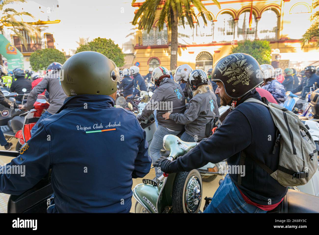Arahal, Seville.Spain. October 15, 2022. In October, 'El Avispero' (The Wasp's Nest) is held in Arahal (Seville). A meeting of Vespa scooter enthusias Stock Photo