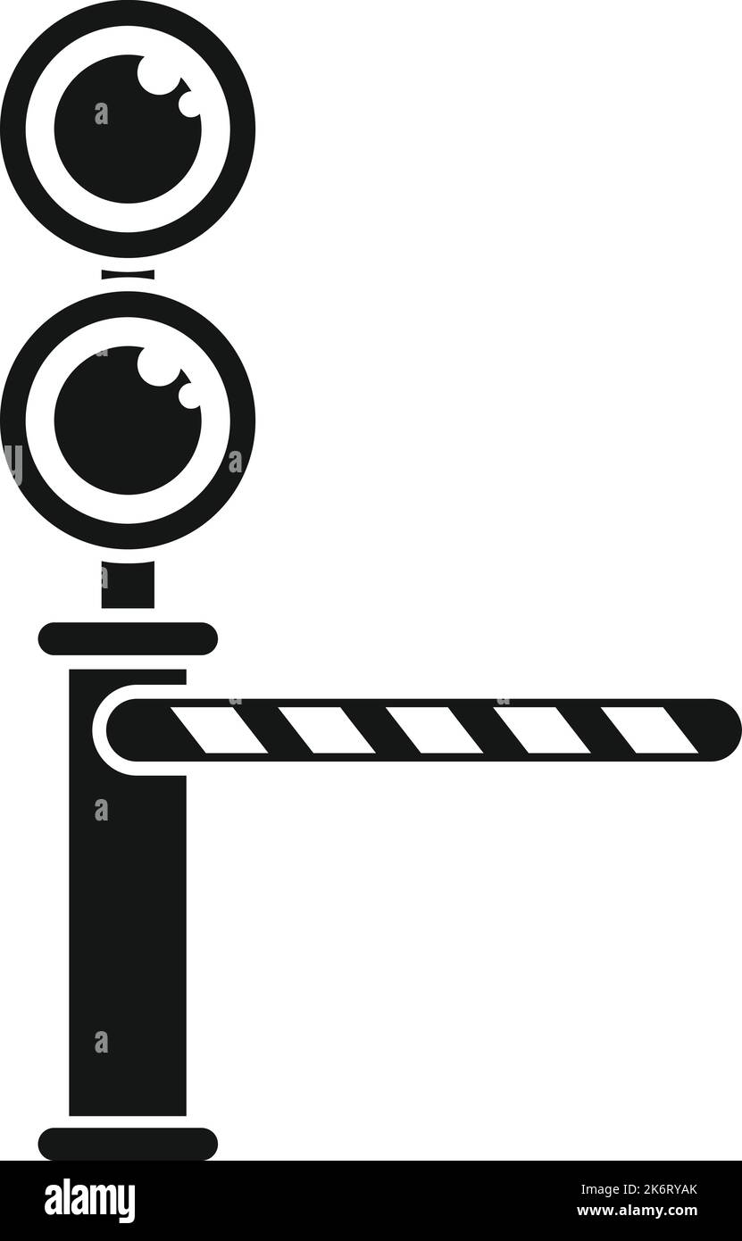 Traffic lights barrier icon simple vector. Train road. Closed railway ...