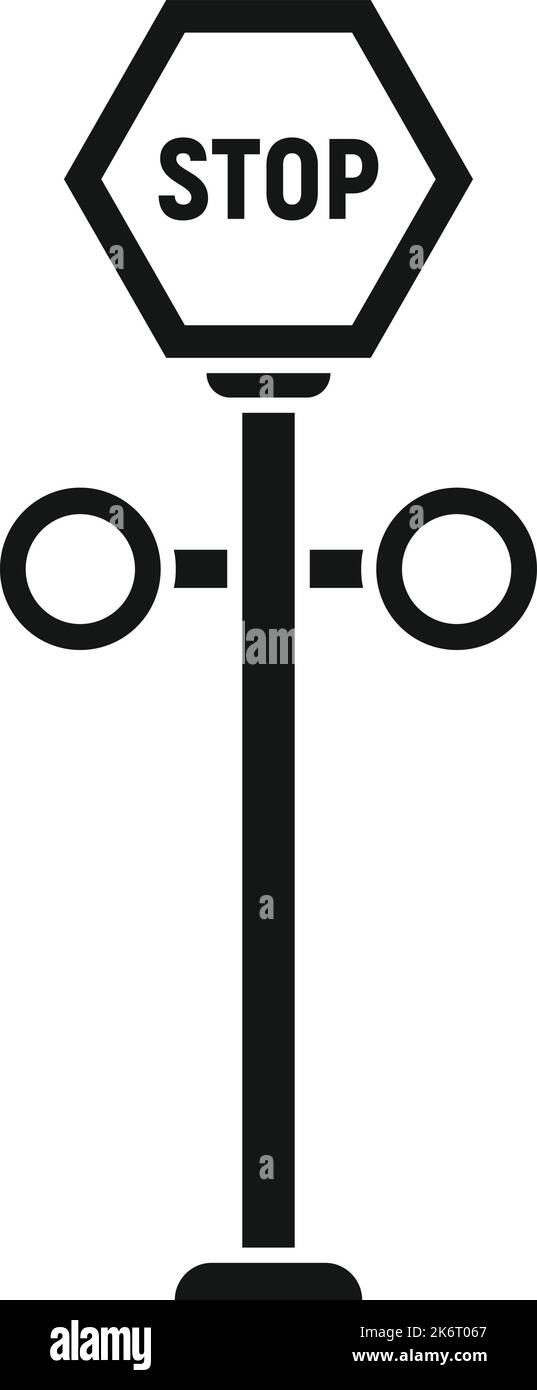 Stop sign barrier icon simple vector. Train road. Safety gate Stock ...