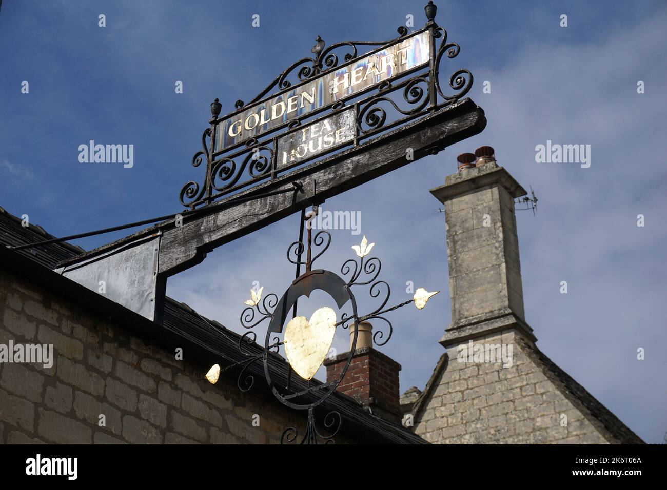 Sign for a tea house in Stratford upon Avon Stock Photo