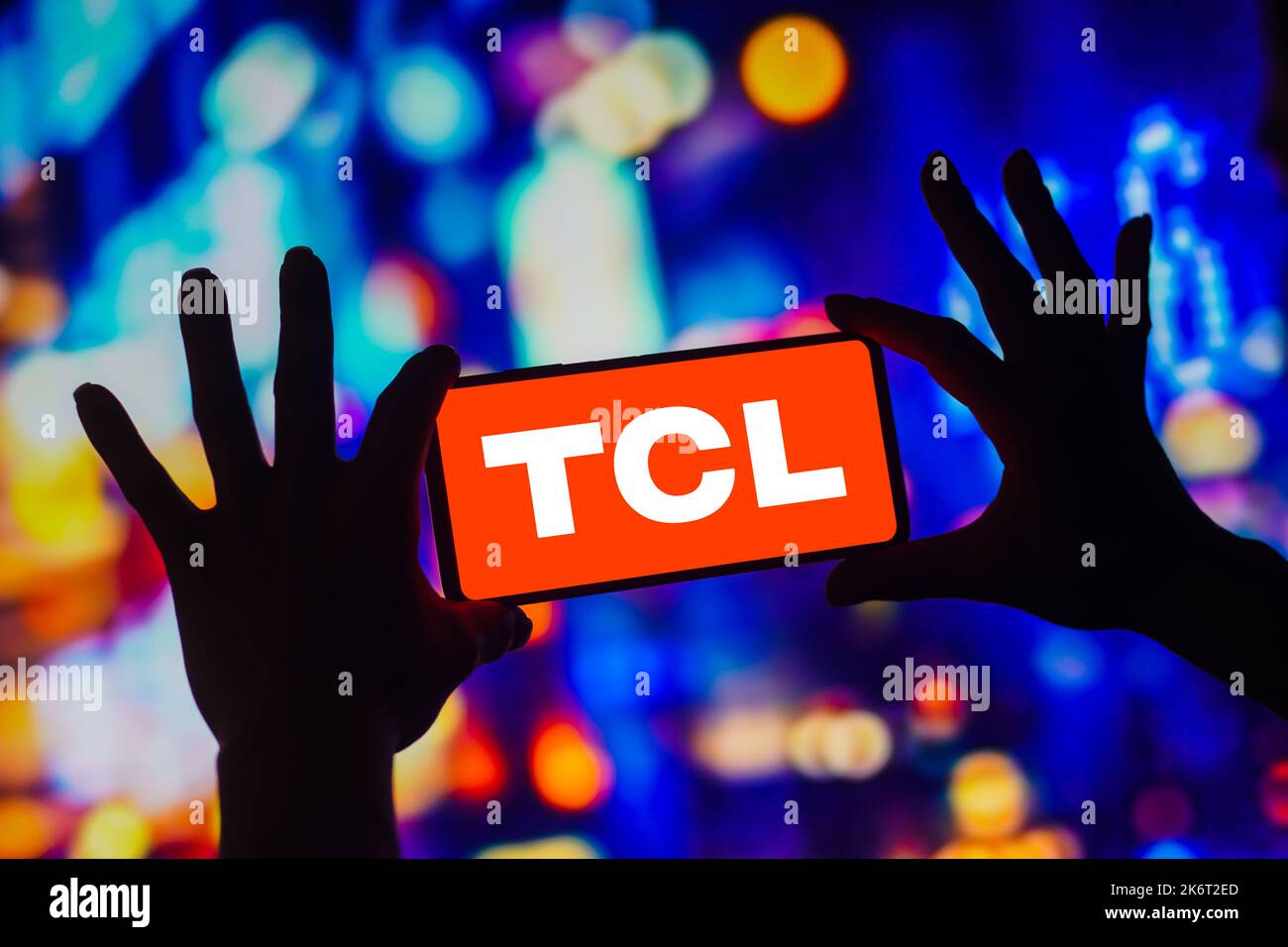 In this photo illustration, the TCL Corporation logo is displayed on a ...