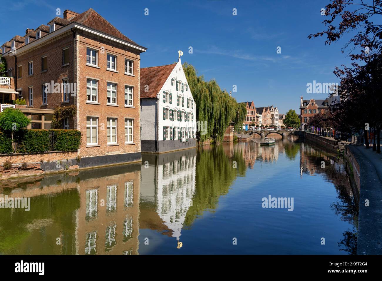 View over a canal at some monumental buildings Stock Photo