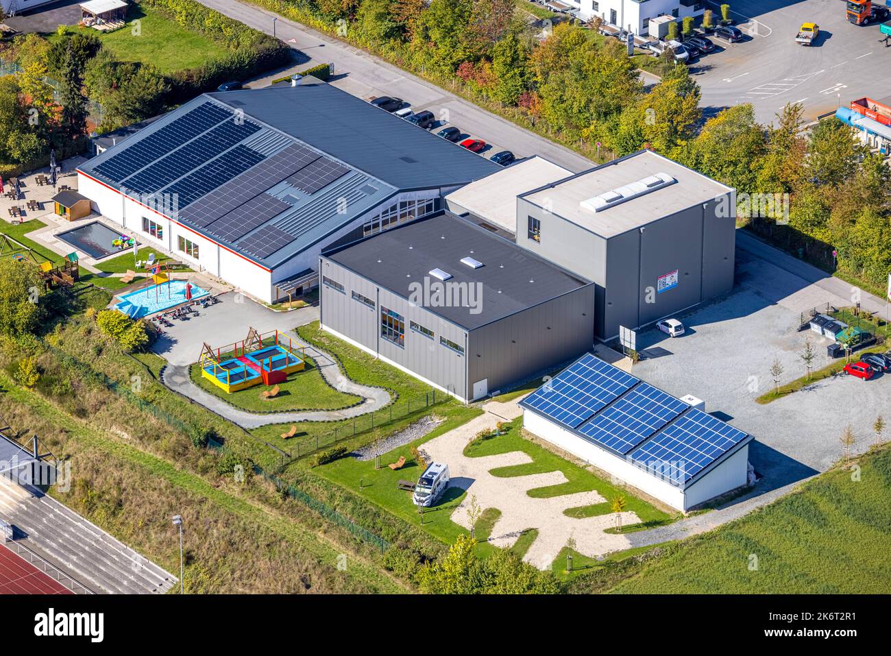 , aerial view, Freizeitwelt Sauerland Schmallenberg, Auf dem Loh, Wormbach, Schmallenberg, Sauerland, North Rhine-Westphalia, Germany, DE, Europe, Rec Stock Photo