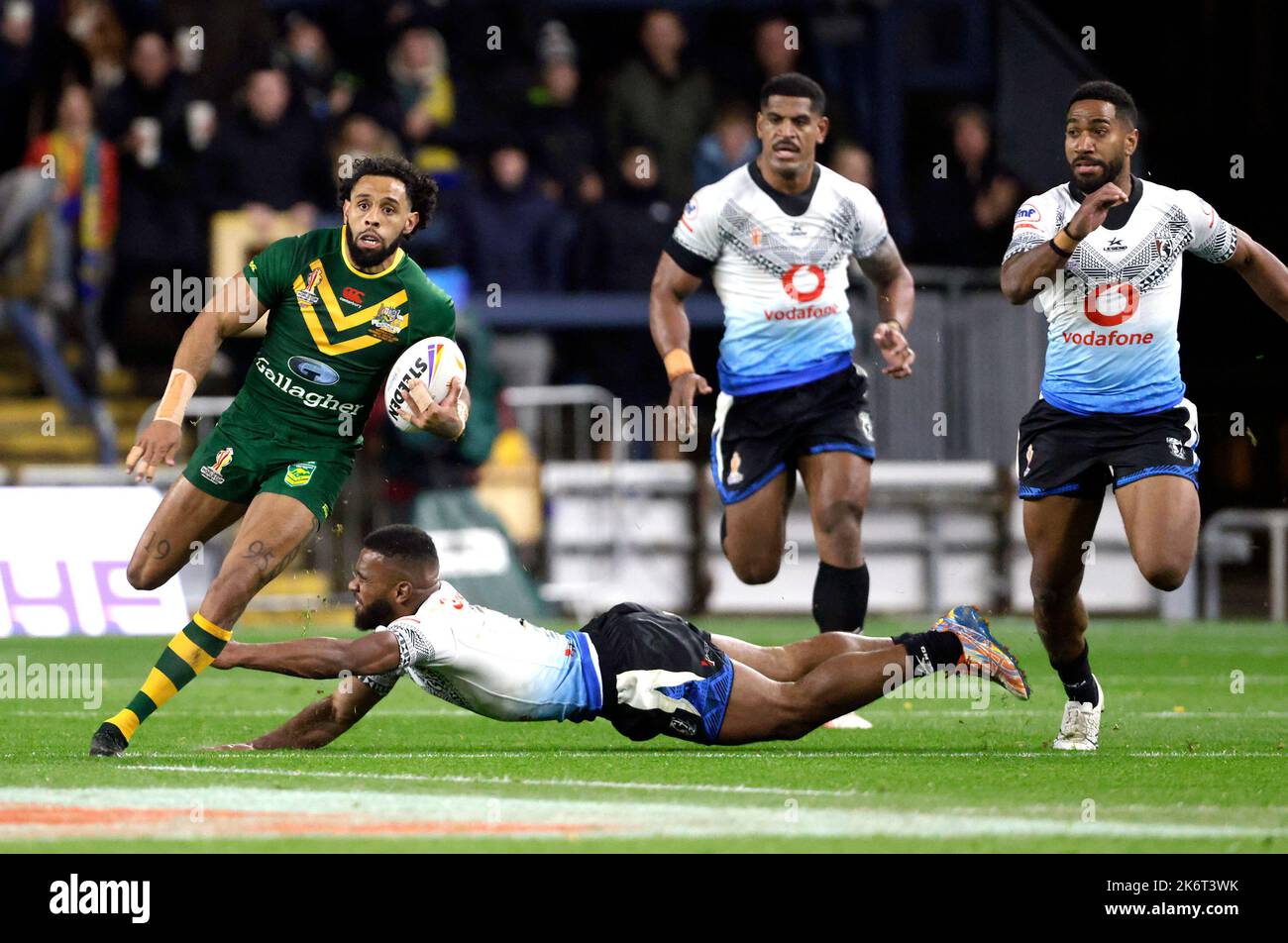 Australia's Josh Addo-Carr Intercepts The Ball To Score His Side's ...