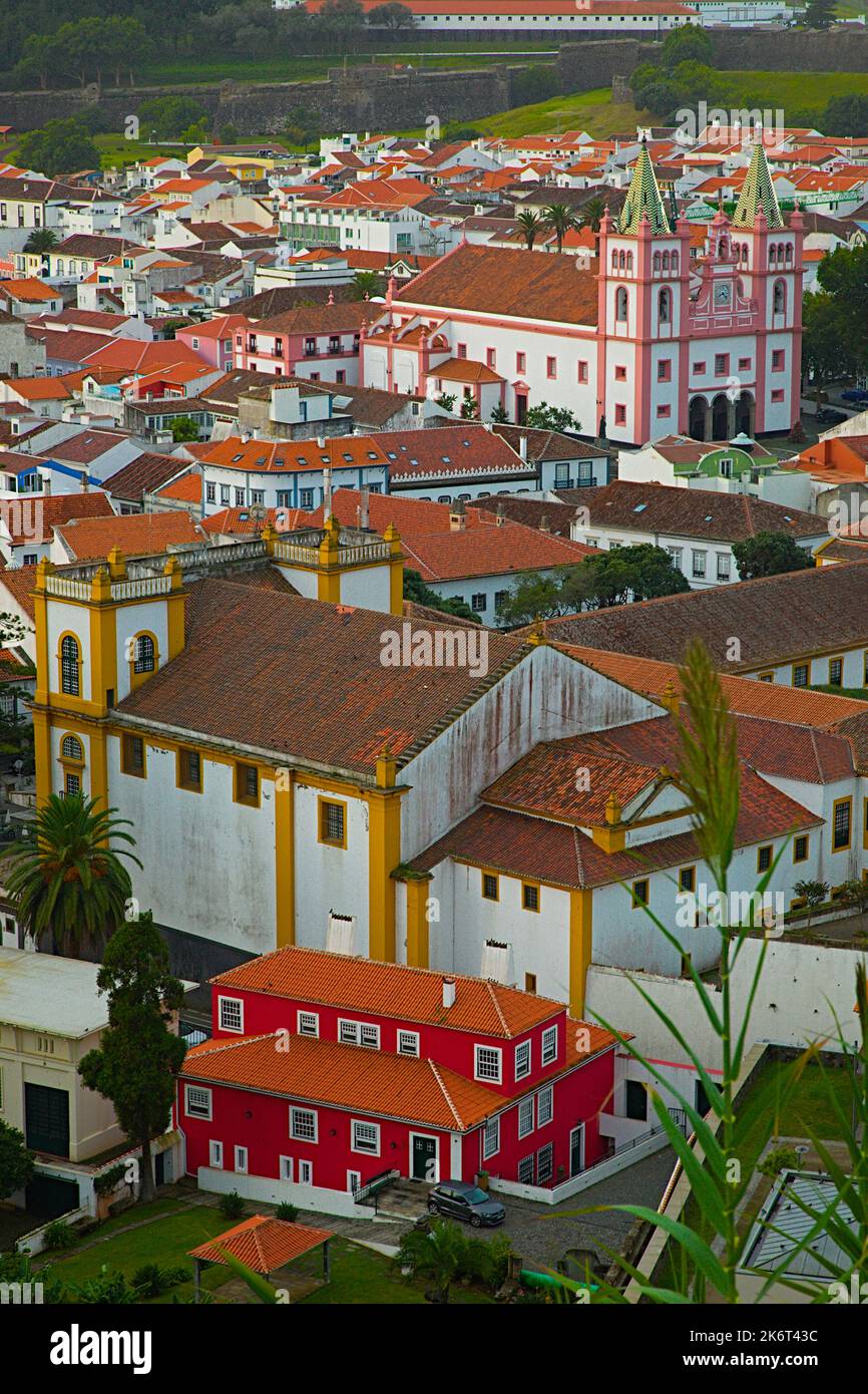 Portugal, Azores, Terceira Island,  Angra do Heroismo, skyline, panorama, general view, Stock Photo