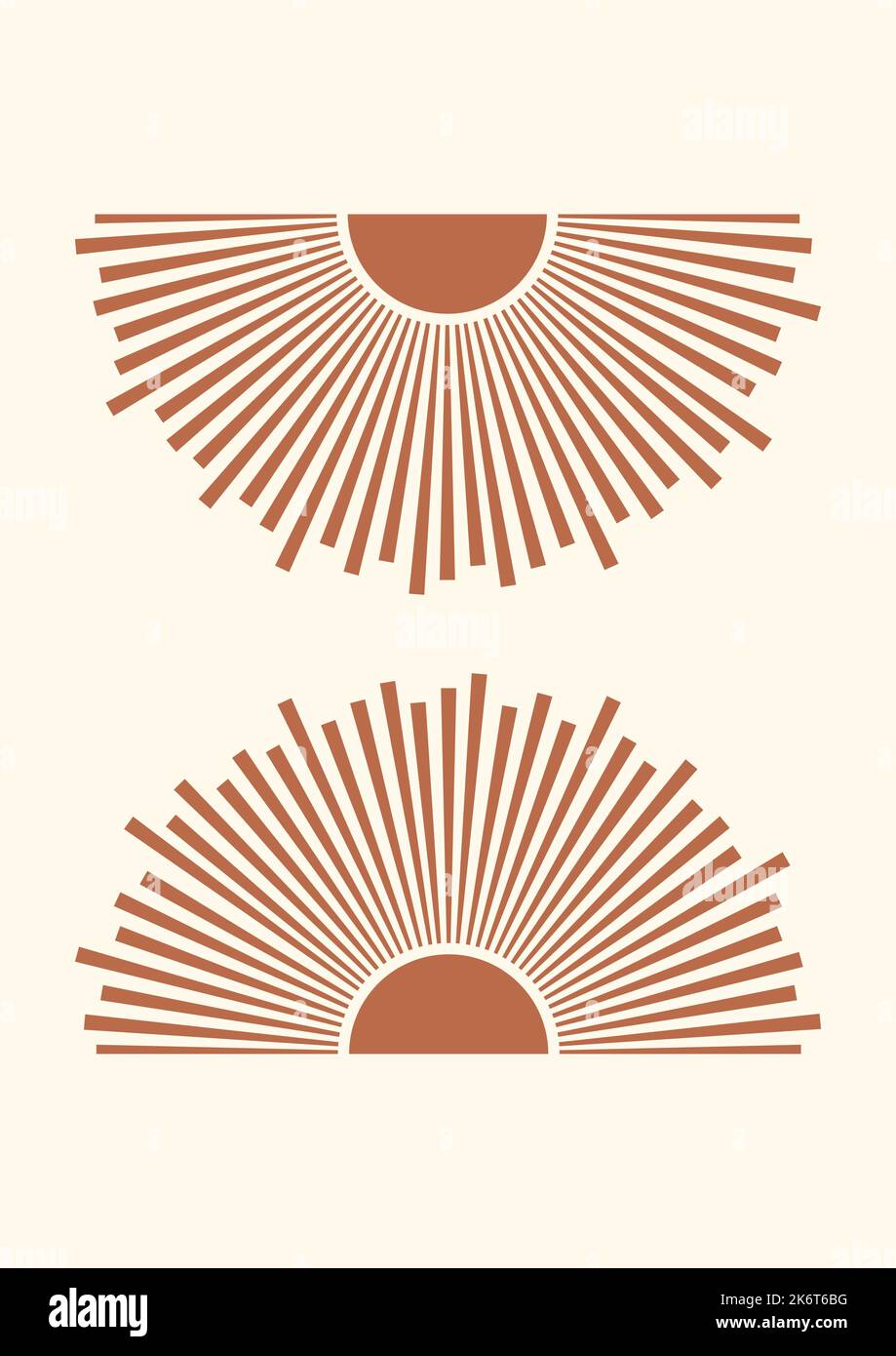 Retro sun print boho minimalist printable wall art. Stock Vector