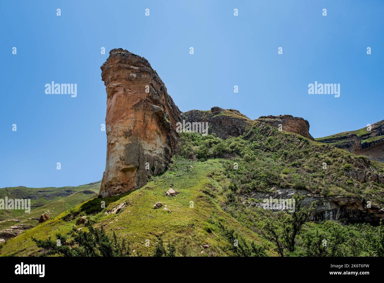 The Brandwag Buttress (Sentinel) in Golden Gate Highlands National Park, a nature reserve belonging to the Drakensberg mountain range in South Africa. Stock Photo