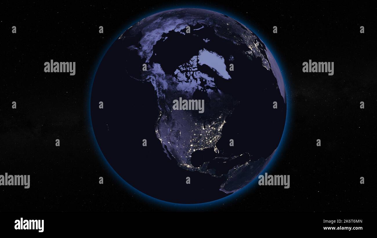 Earth globe by night focused on North America Stock Photo - Alamy