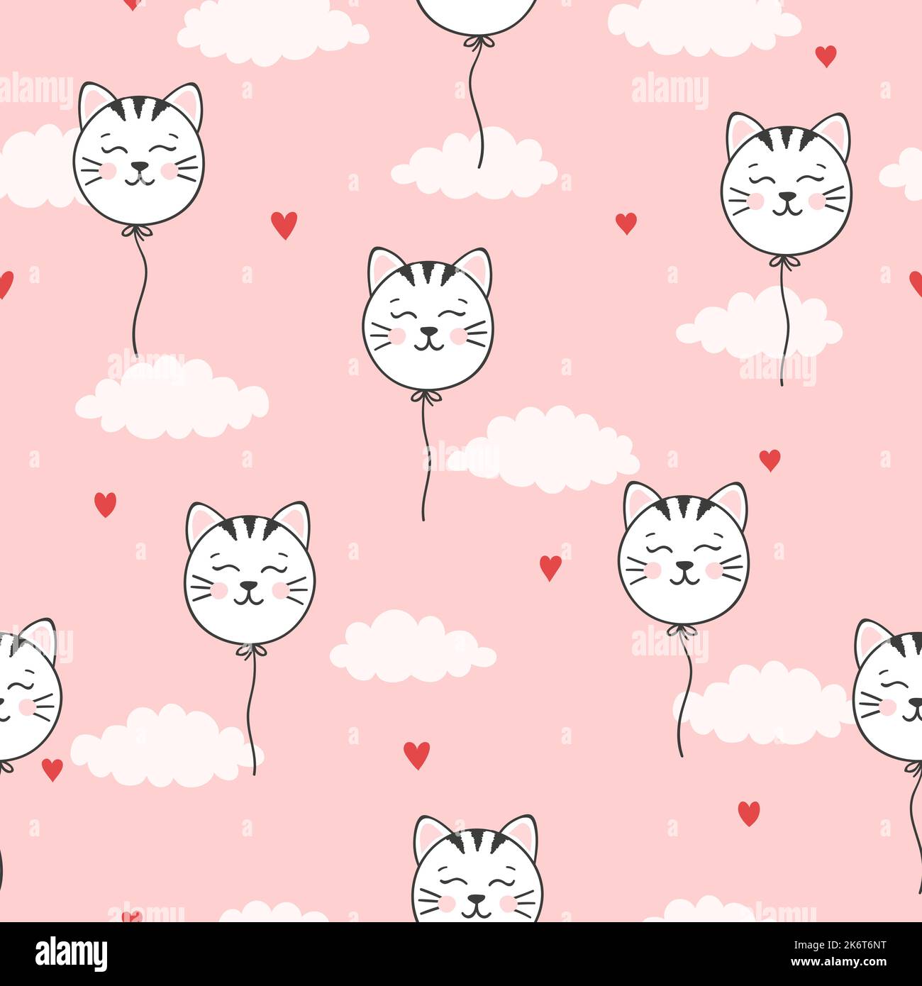 Seamless cat balloons pattern. Baby print Stock Vector