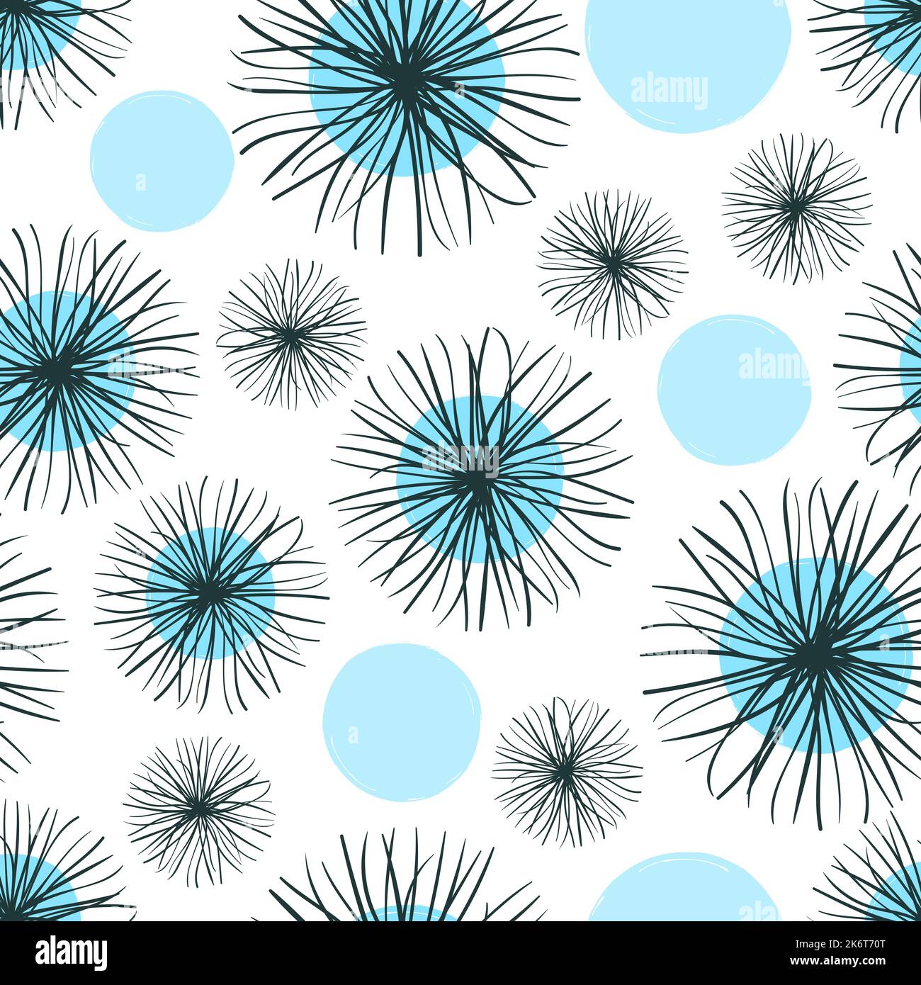 Abstract seamless pattern with blue circles. Trendy print. Stock Vector