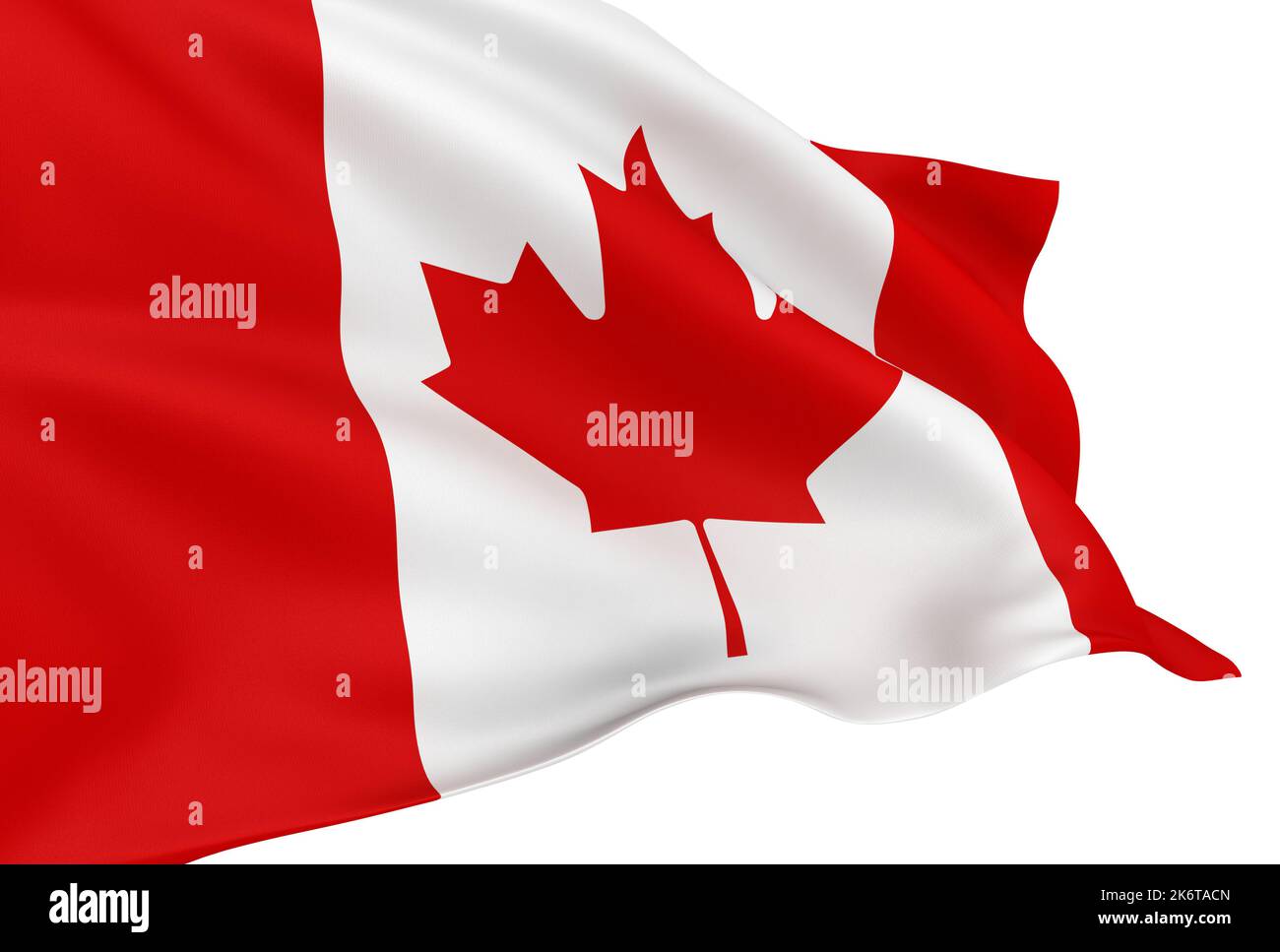 Waving Canadian flag isolated over white background Stock Photo