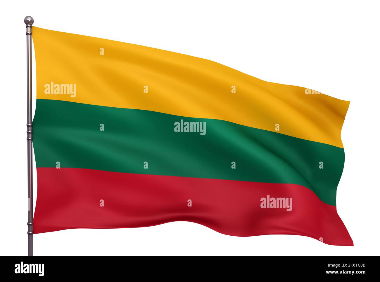 Waving Lithuanian flag isolated over white background Stock Photo