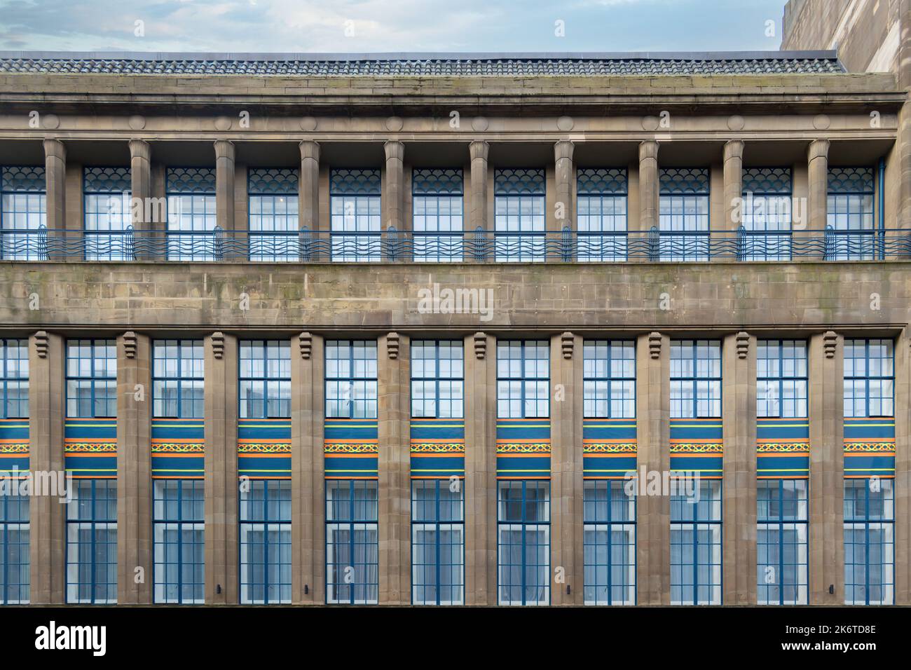 art deco details on premier inn former coop building on newgate street