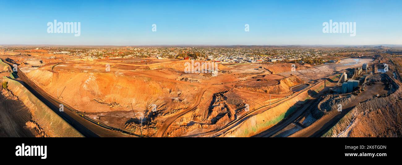 Industrial open pit raw materials mine in Broken Hill silver city of