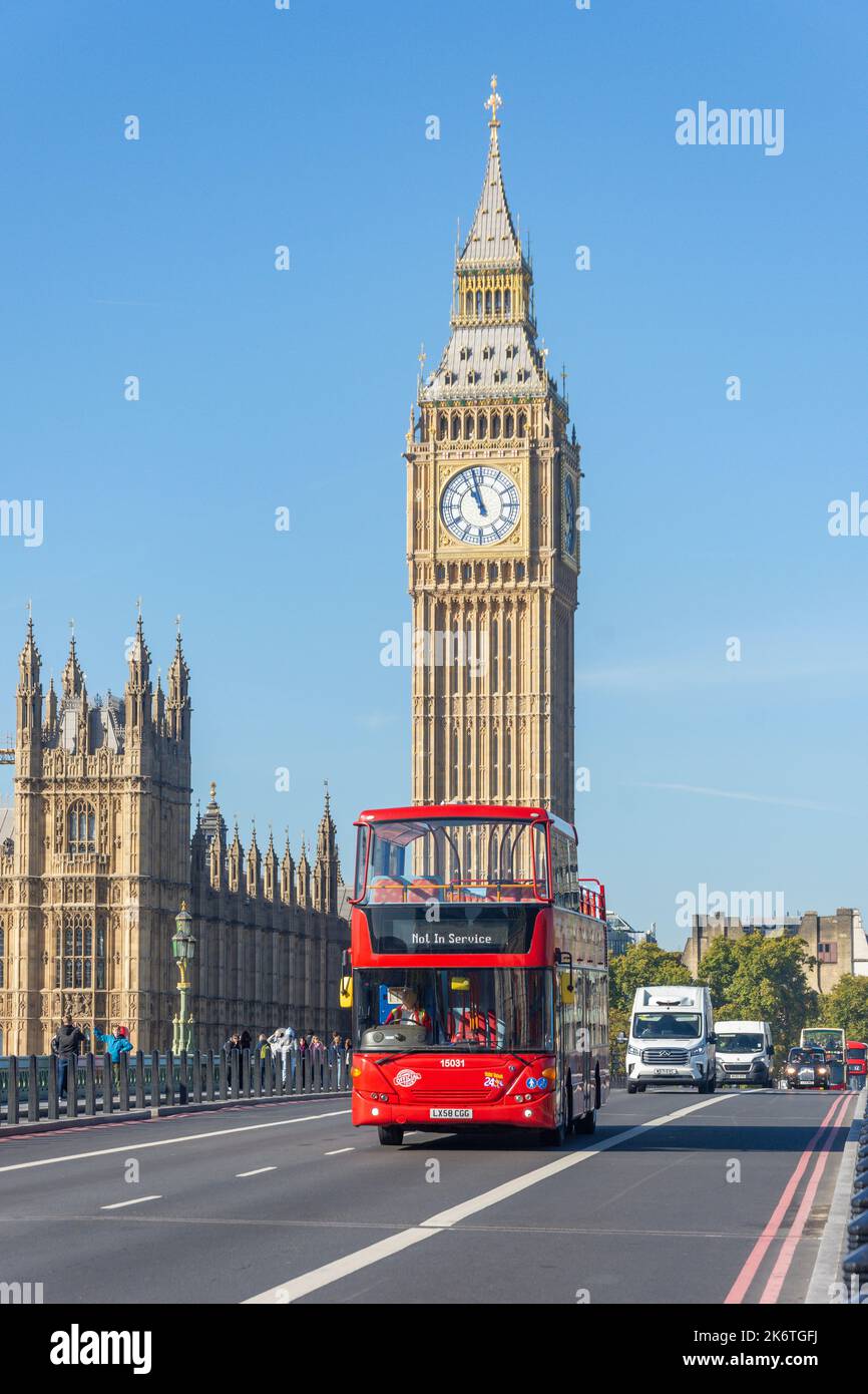 Palace of Westminster (Houses of Parliament) and Big Ben from Westminster Bridge, City of Westminster, Greater London, England, United Kingdom Stock Photo