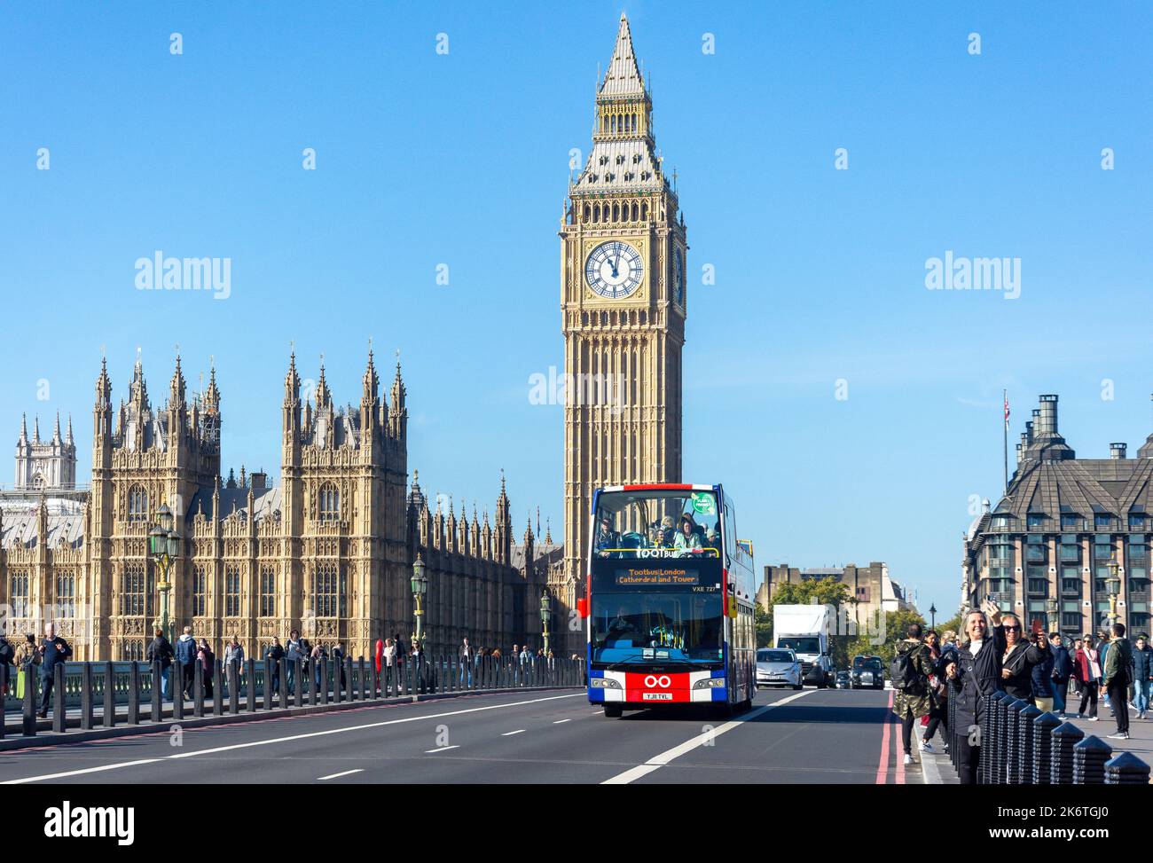 Palace of Westminster (Houses of Parliament) and Big Ben from Westminster Bridge, City of Westminster, Greater London, England, United Kingdom Stock Photo