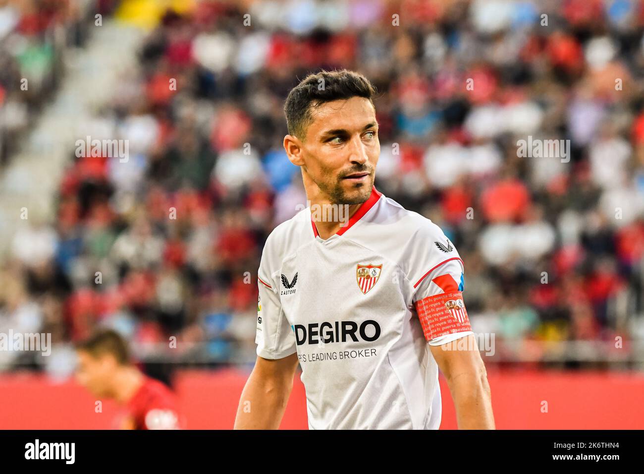MALLORCA, SPAIN - OCTOBER 15: Jesus Navas of Sevilla CF looks on during the match between RCD Mallorca and Sevilla CF of La Liga Santander on October 15, 2022 at Son Moix Stadium of Mallorca, Spain. (Photo by Samuel Carreño/PxImages) Credit: Px Images/Alamy Live News Stock Photo