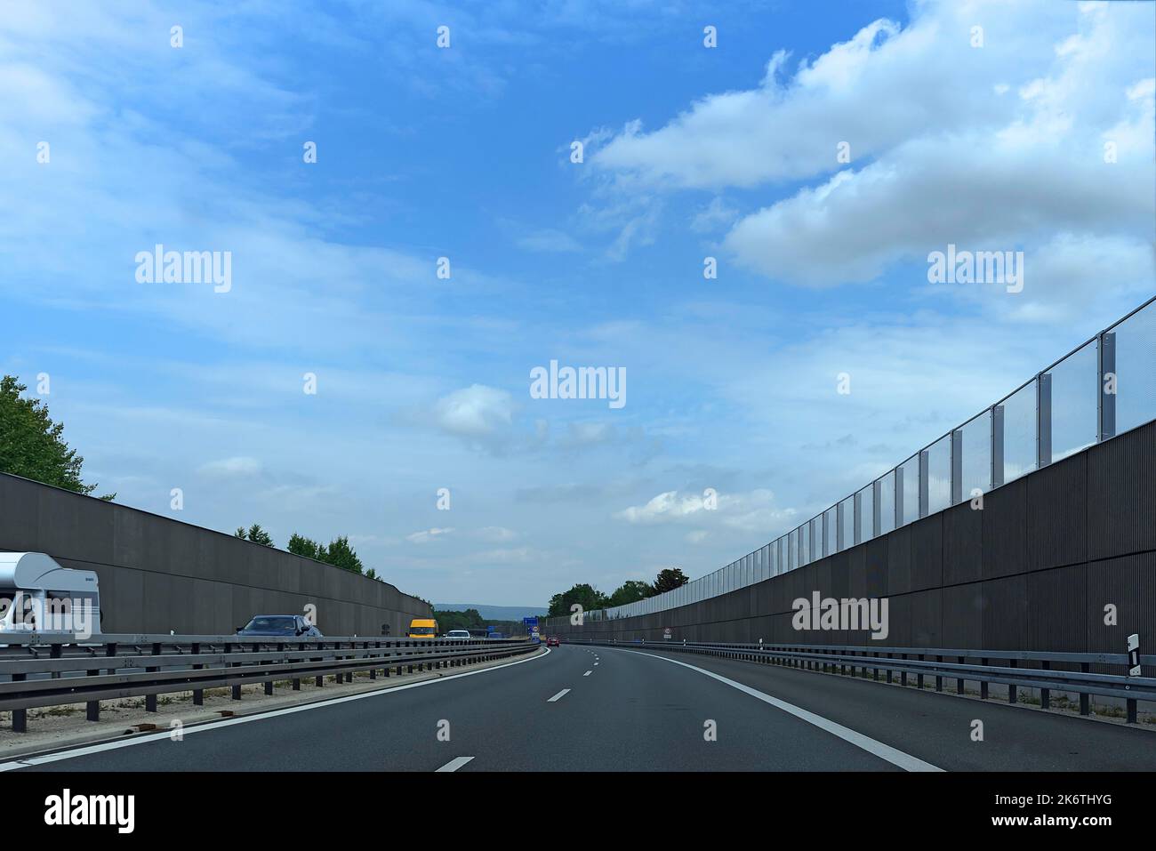 Noise barriers on the A73, near Forchheim, Middle Franconia, Bavaria, Germany Stock Photo