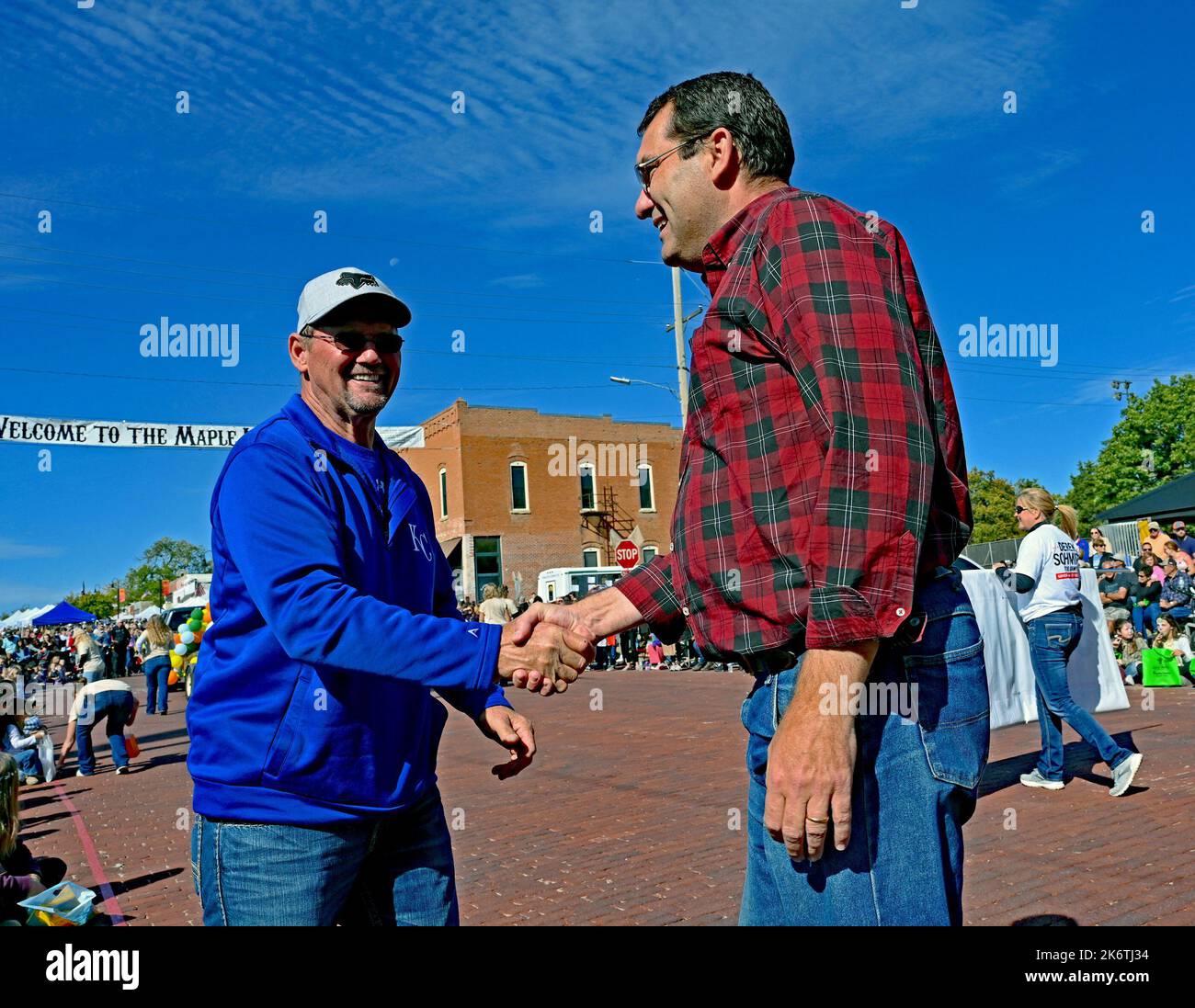 BALDWIN CITY, KANSAS OCTOBER 15, 2022 Current Kansas Attorney General Derek Schmidt shakes