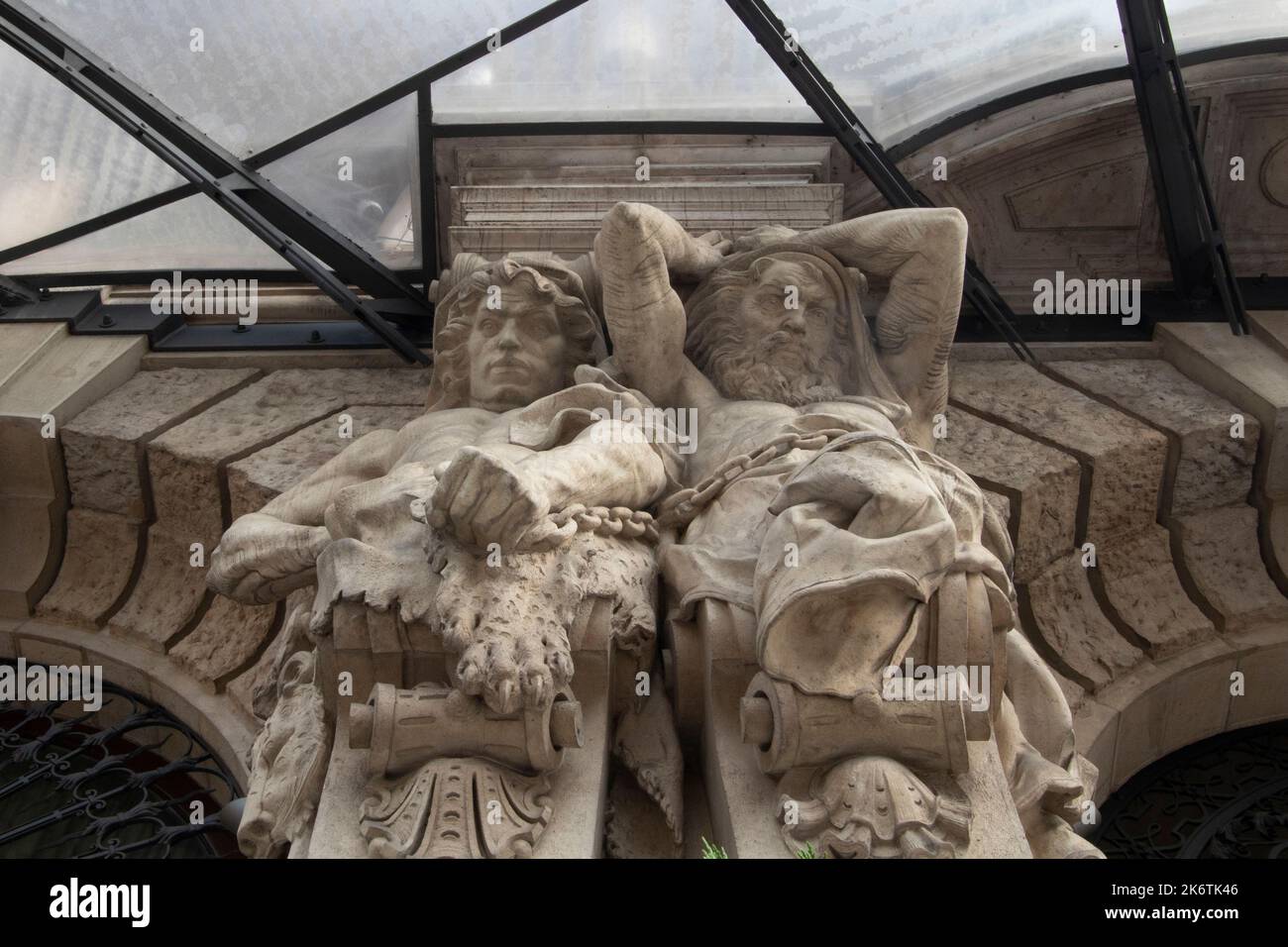 Statues at the entrance to the New York Café Erzsébet krt Budapest Hungary Stock Photo