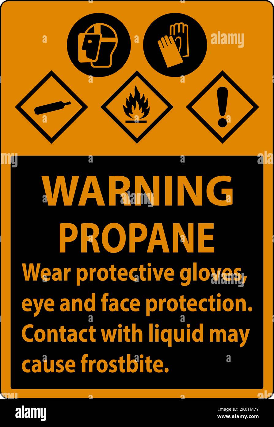 Warning Propane Flammable Gas PPE GHS Sign Stock Vector Image & Art Alamy