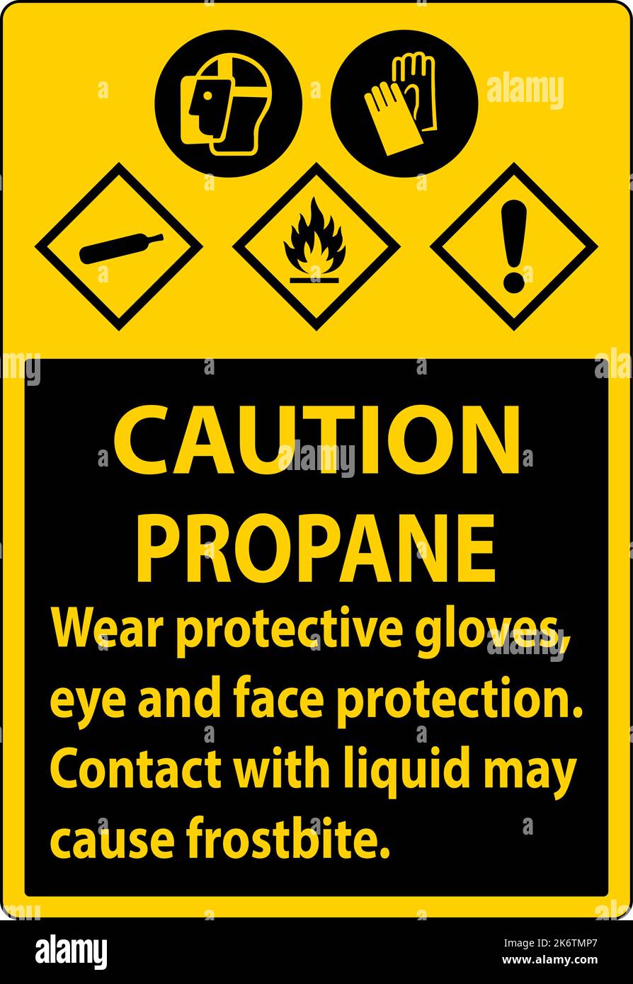 Caution Propane Flammable Gas PPE GHS Sign Stock Vector Image & Art Alamy