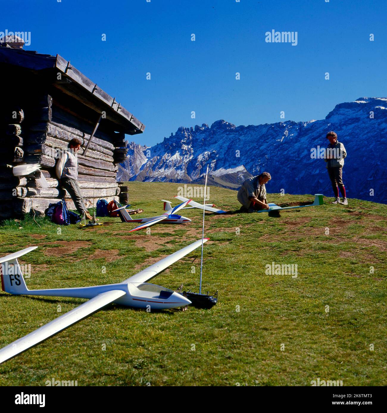 Model glider Seiseralm, South Tyrol Stock Photo