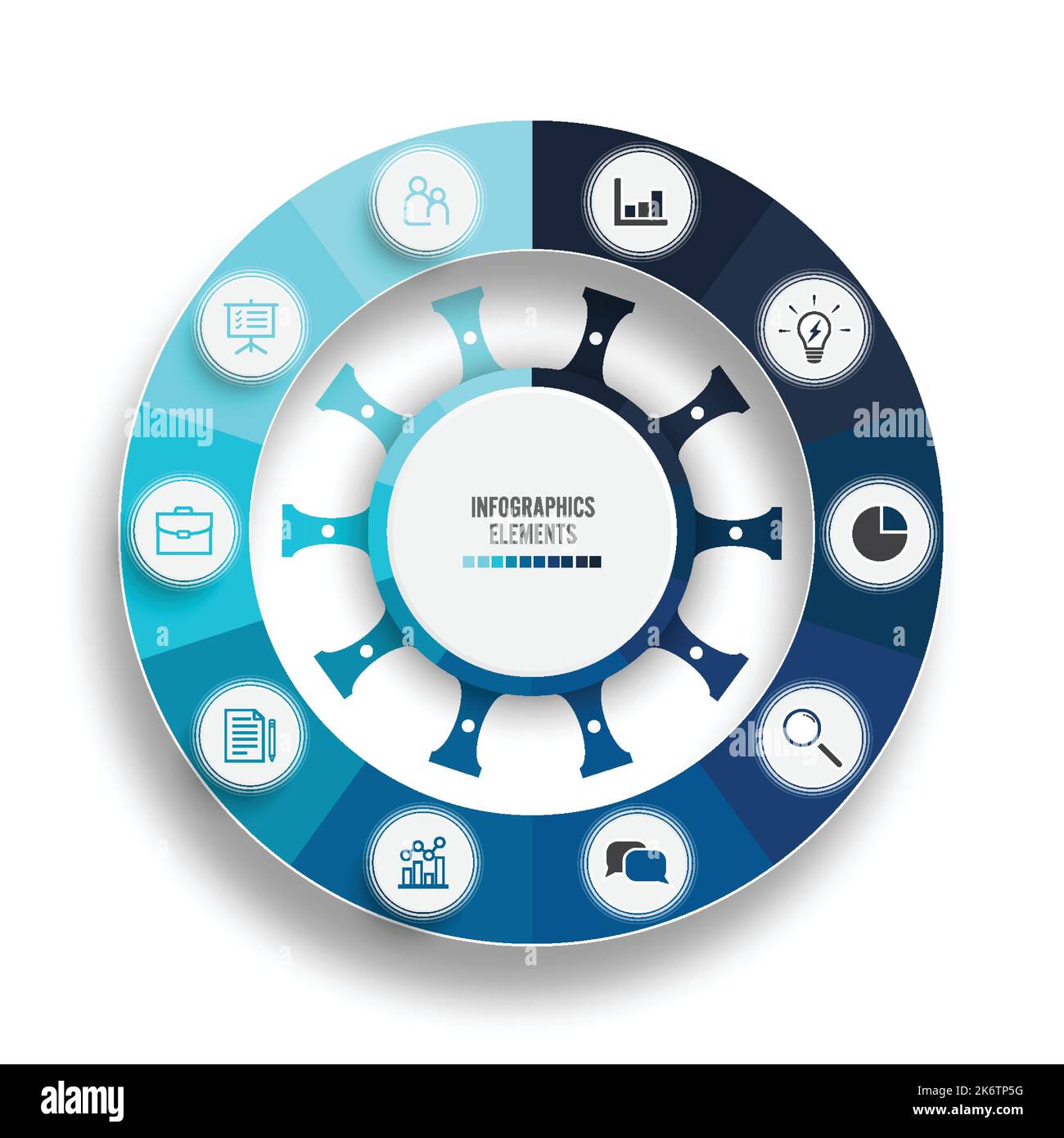 Abstract circle chart infographic template with 10 options for