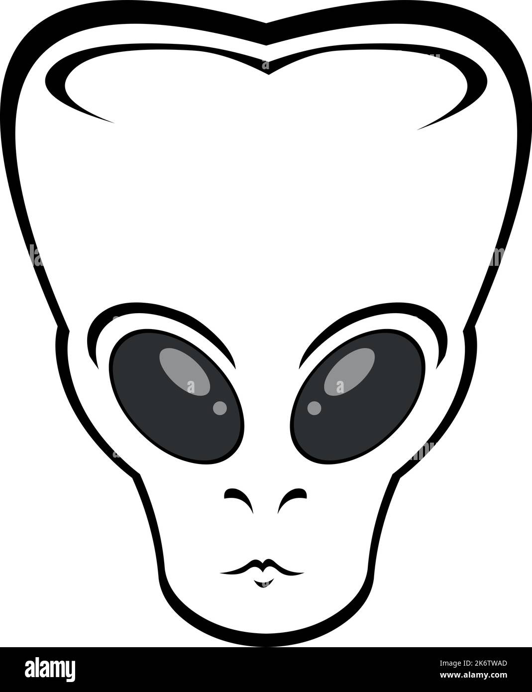 Vector illustration of the head of an alien drawn in black and white Stock Vector