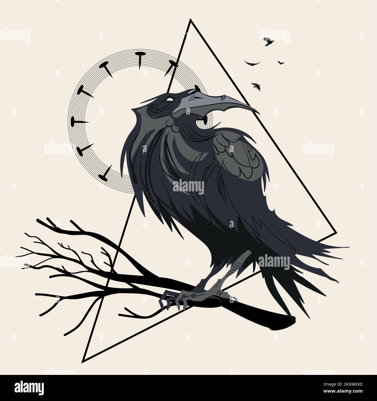 Tattoo Design crow floral Raven, bold strong lines | Stable Diffusion