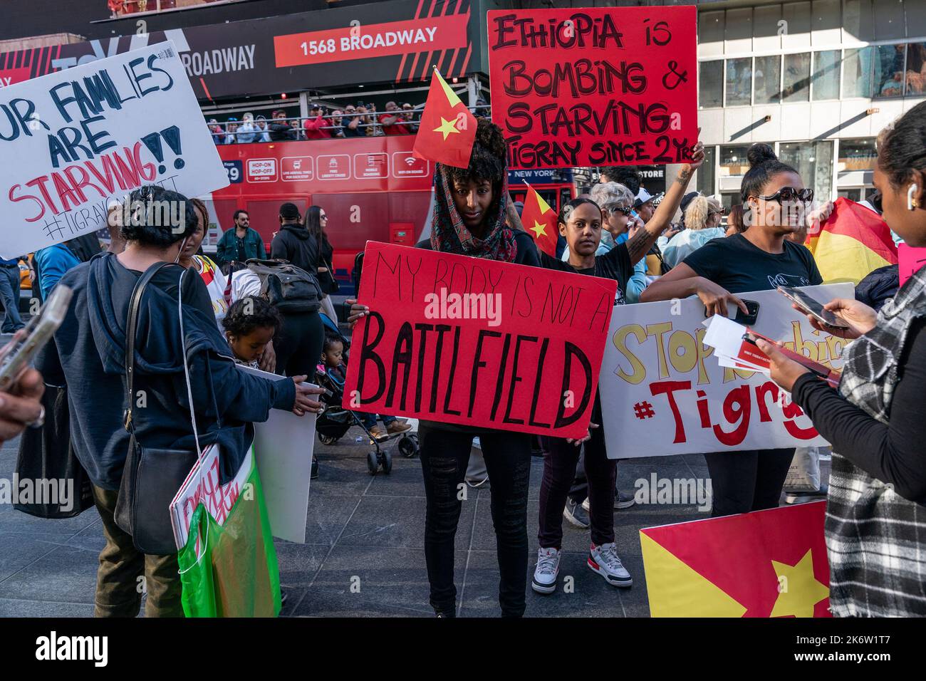 New York, USA. 15th Oct, 2022. Activists staged rally against Ethiopia
