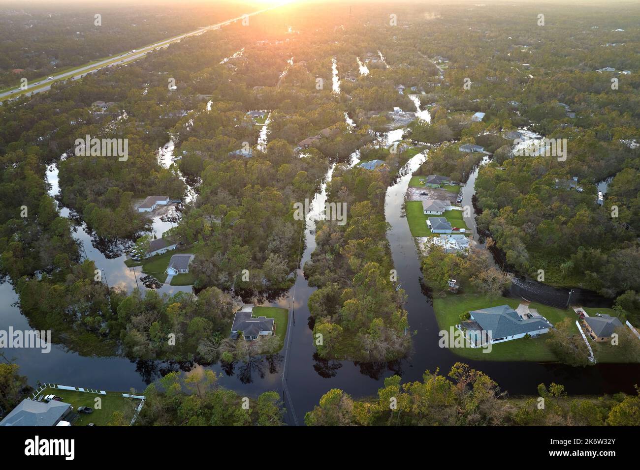 Surrounded by hurricane Ian rainfall flood waters homes in Florida ...