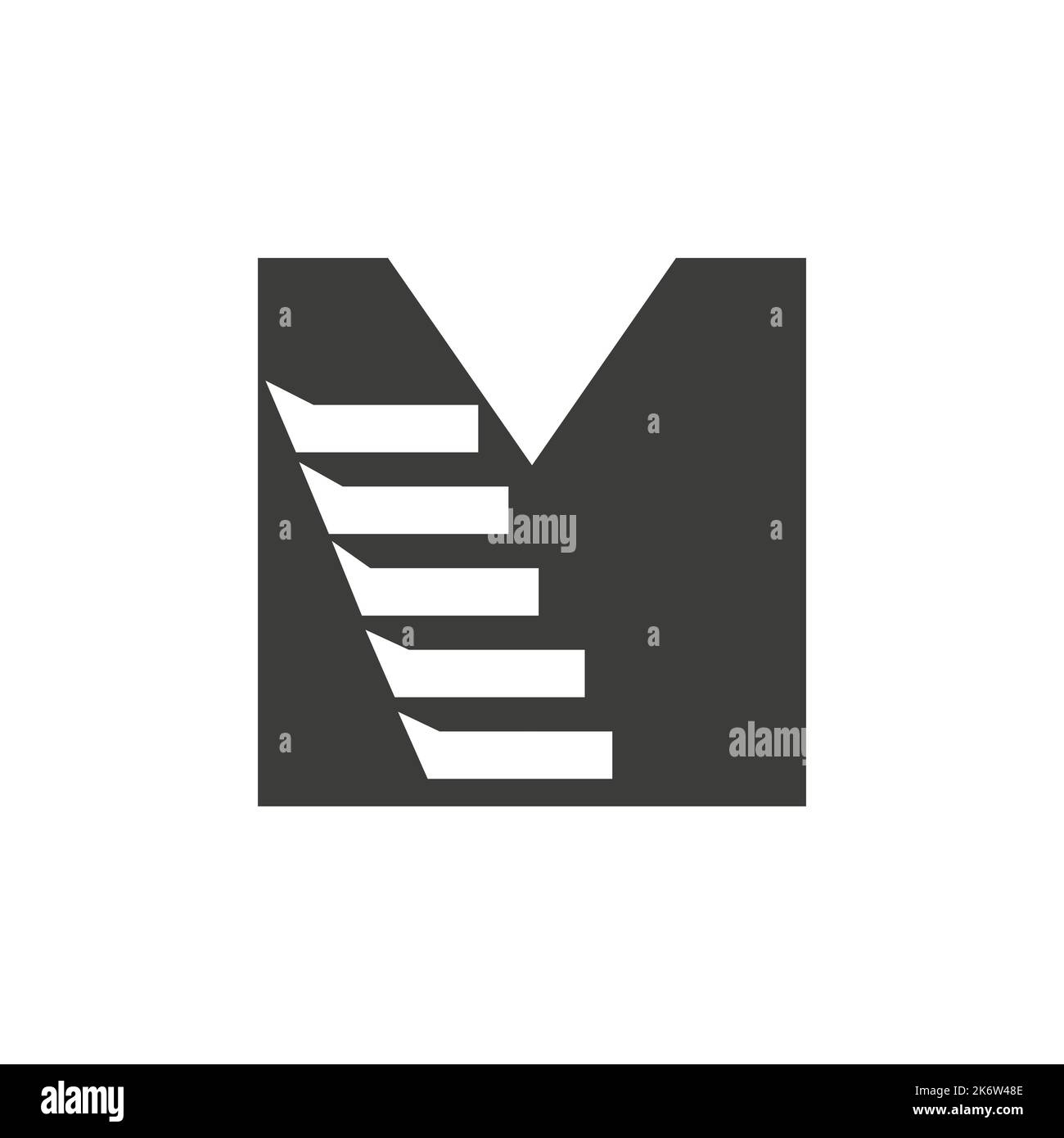 Initial Letter M Stair Logo. Step Logo Symbol Alphabet Based Vector Template Stock Vector