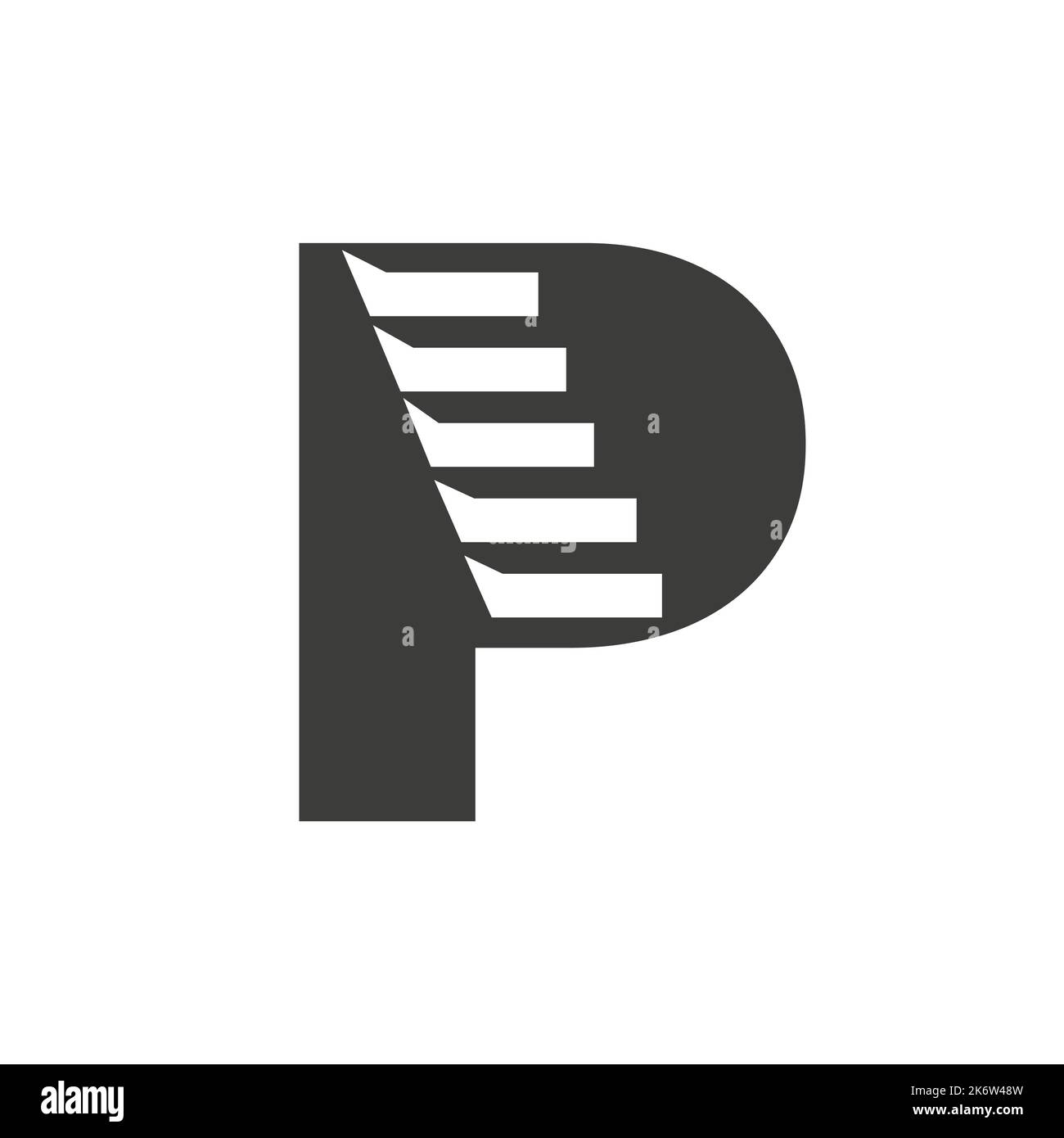 Initial Letter P Stair Logo. Step Logo Symbol Alphabet Based Vector Template Stock Vector