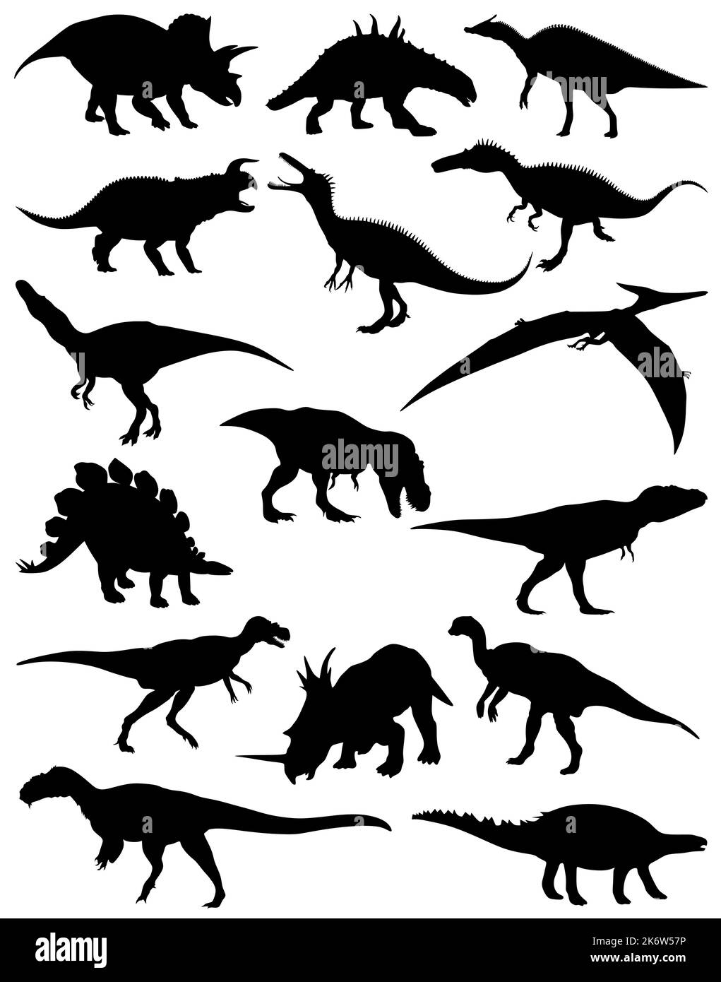 Silhouette pterodactyl triceratops Black and White Stock Photos ...