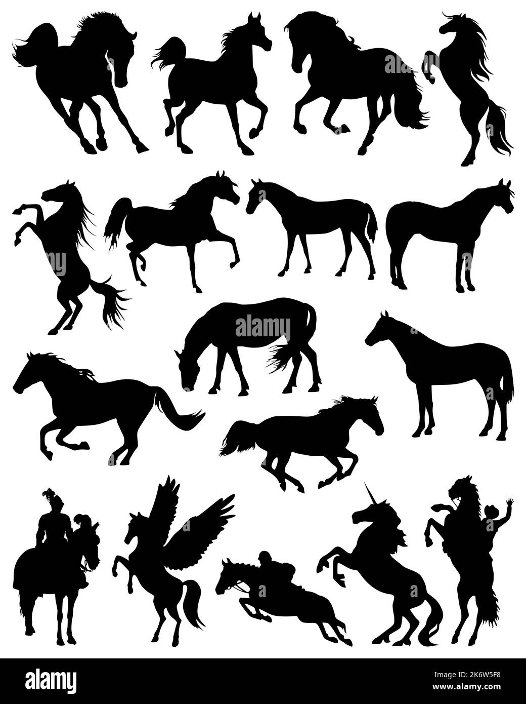collection-silhouettes-of-horses-vector-collection-of-horses