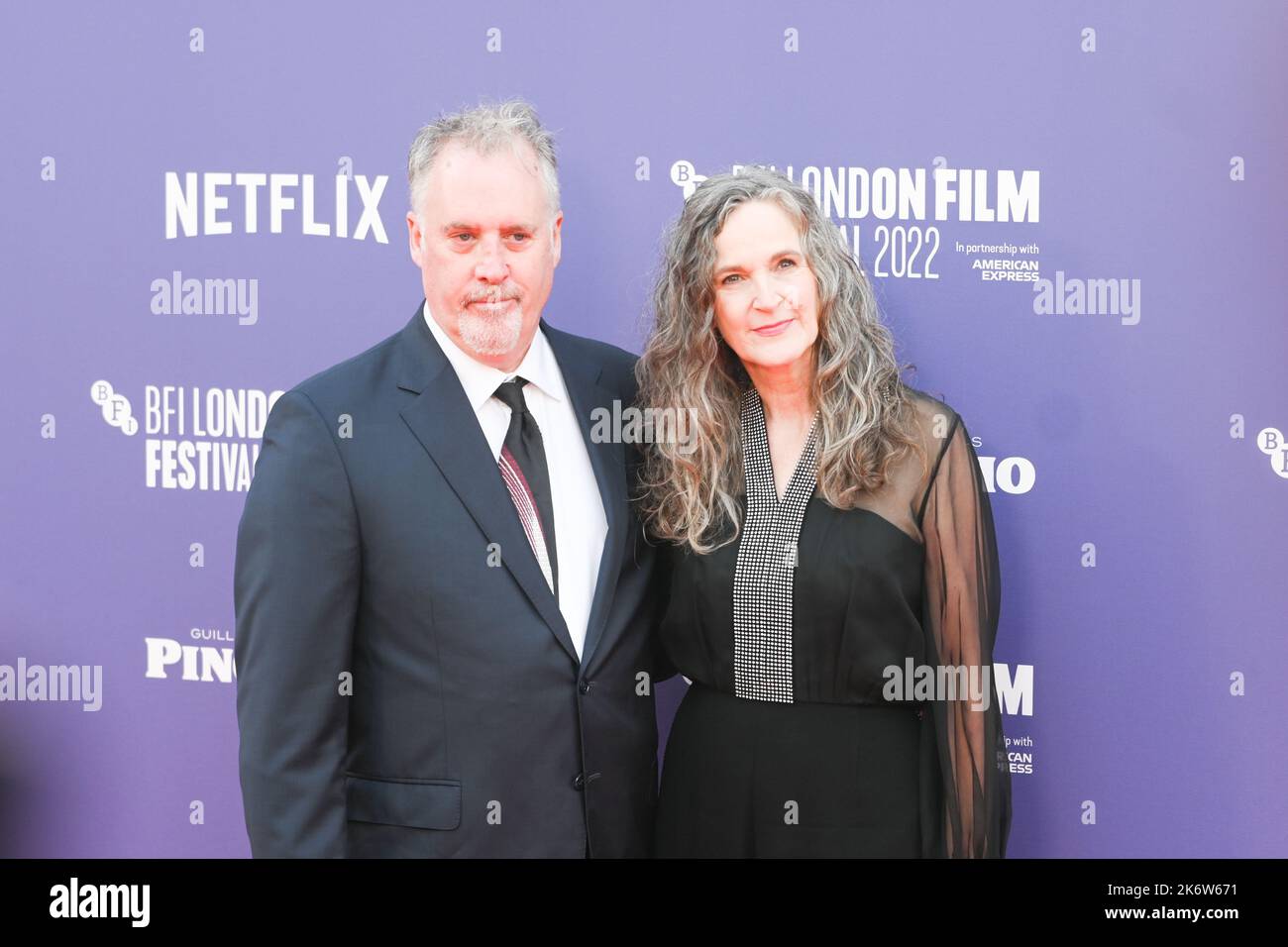 London, UK. 15th Oct, 2022. Mark Gustafson  and guest arrive at the at the Guillermo del Toro's Pinocchio - Gala World Premiere - BFI London Film Festival, on 15 October 2022, London, UK. Credit: See Li/Picture Capital/Alamy Live News Stock Photo