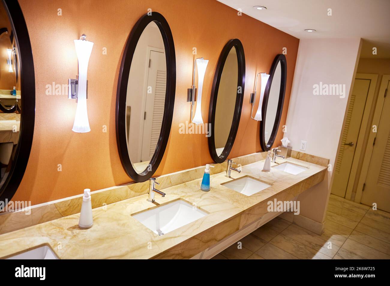 Public Restroom Sinks and Countertop Stock Photo Alamy