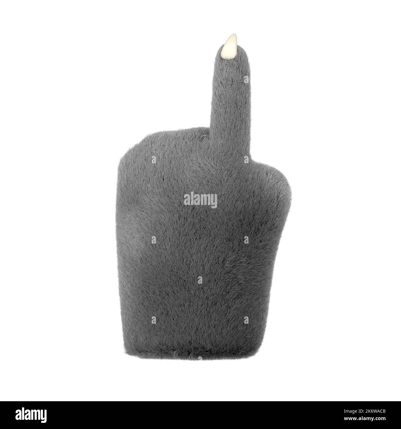 3d furry wolf hands in plastic cartoon style. Pointing fingers gesture