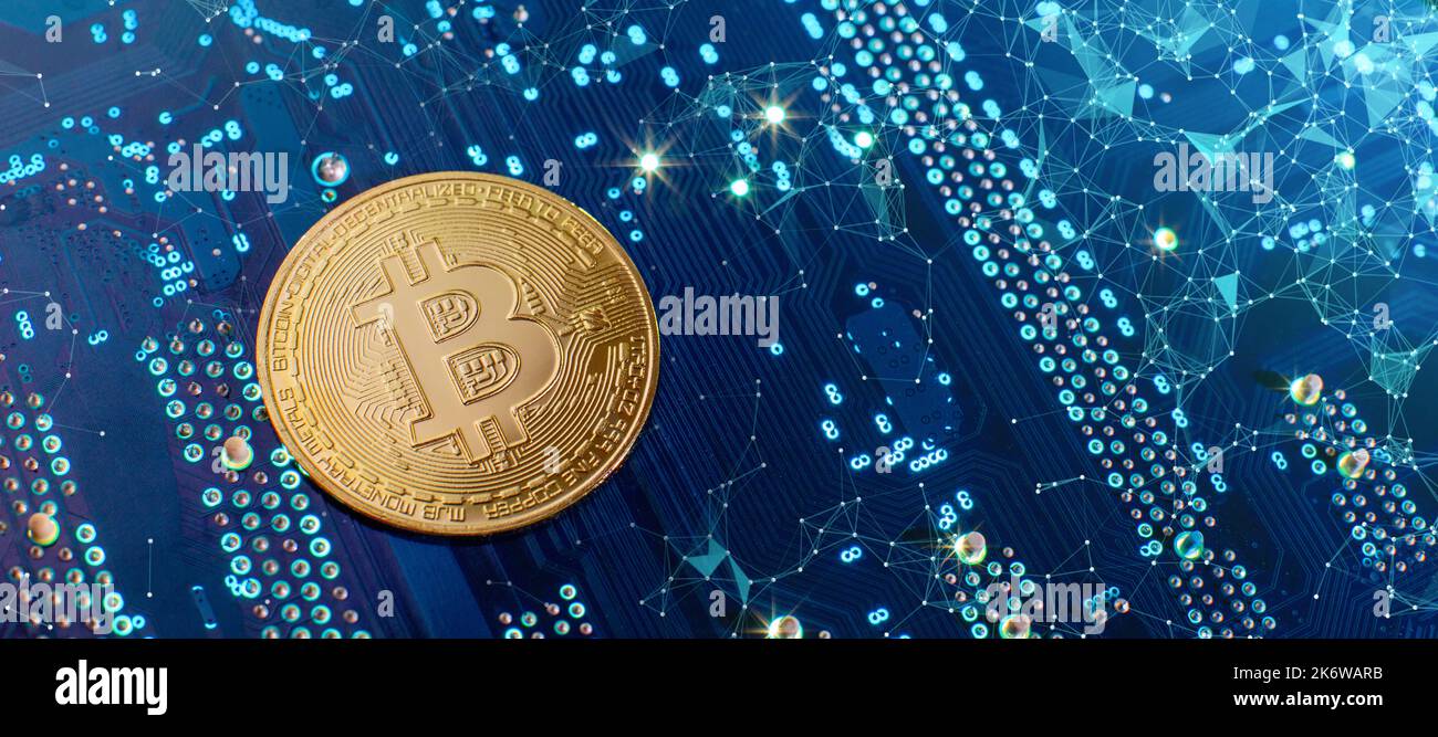Bitcoin Computer Size Bitcoin cryptocurrency new version on computer electronic circuit board ...