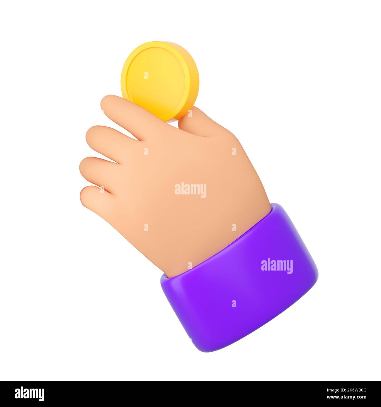 Human Hand Coin 3d Human hand holding yellow gold coin. Online payment, mobile bankind ...