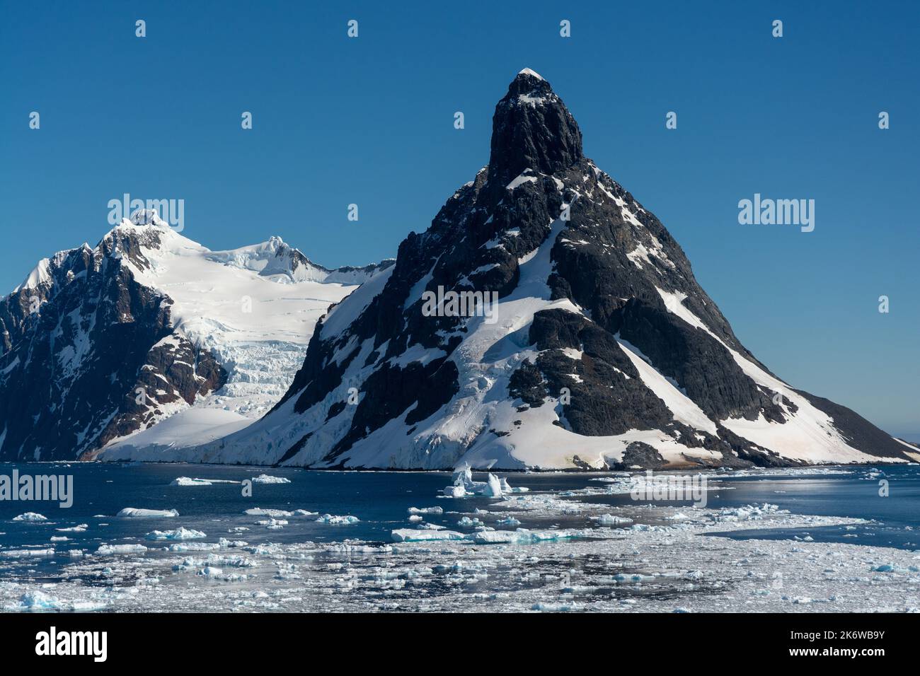 brash ice floating on waters of northern approach to lemaire channel