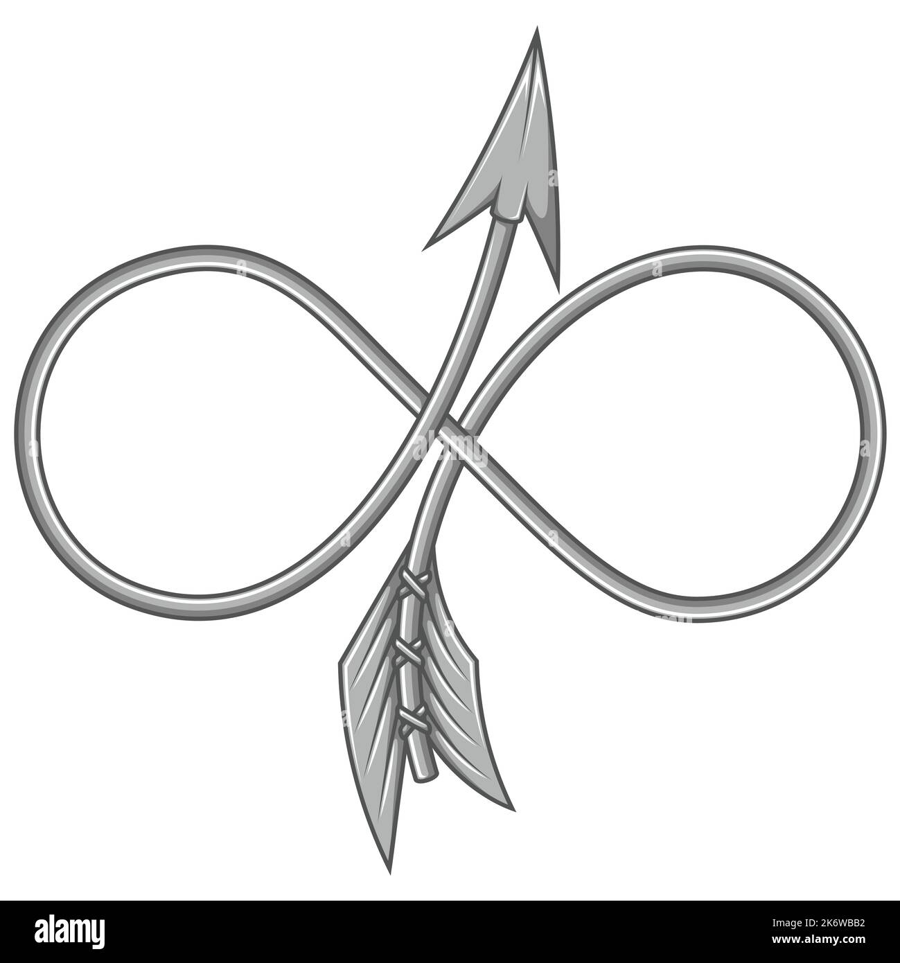 Vector design of curved arrow in the shape of the infinity symbol Stock Vector