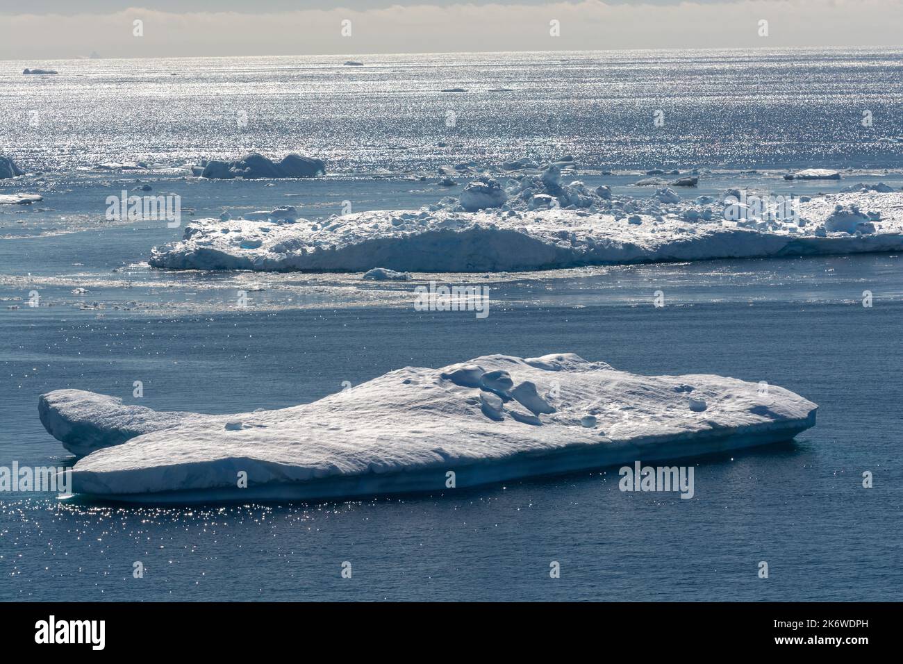 Sea Ice, Icebergs. Looking West From Northern End Of Lemaire Channel 