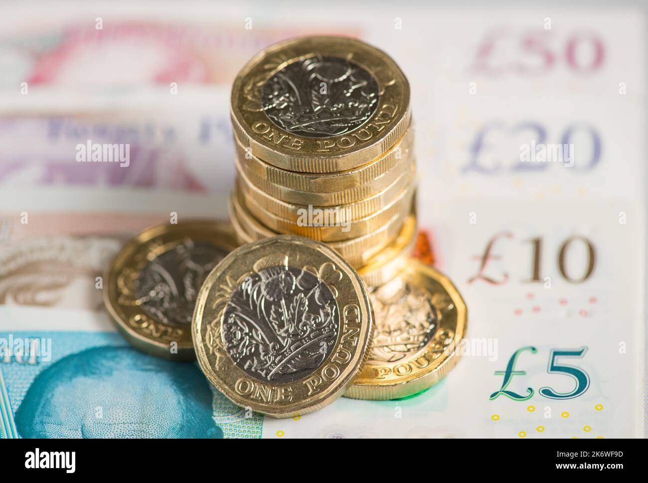 File photo dated 26/01/18 of a UK five pound, ten pound, twenty pound and fifty pound notes with one pound coins, as Governments across the world must increase benefits and wages in line with inflation or 'lives will be lost', the UN's poverty expert will warn. Stock Photo