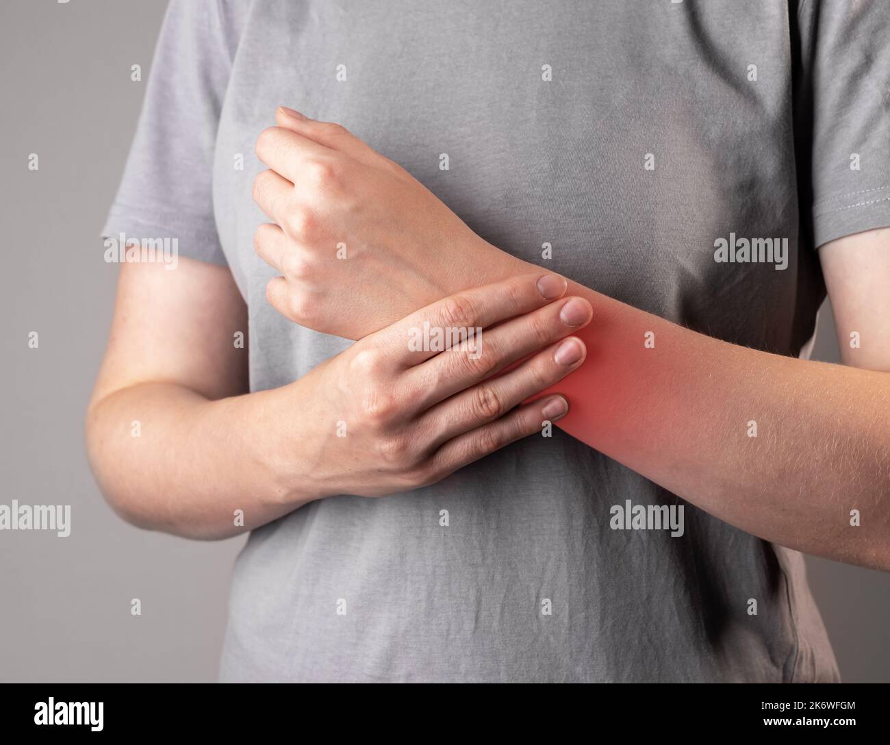 Wrist pain, ache, trauma, muscle inflammation. High quality photo Stock