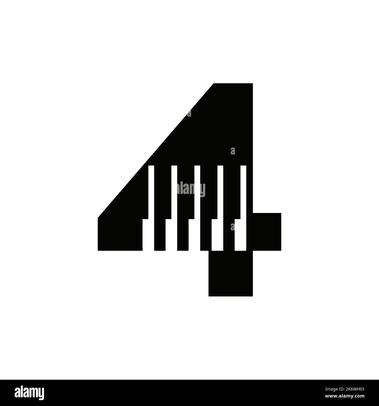 Letter 4 Musician Symbol, Piano Logo Icon Vector Template On White ...